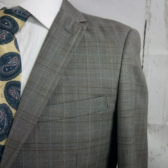 Edge By WD N.Y. Slim Fit Brown Glen Suit Blazer Sp - Picture 3 of 13